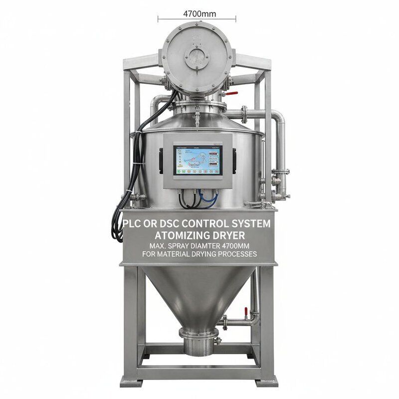 System sterowania PLC lub DSC suszarka do atomizacji o maksymalnej średnicy rozpylania 4700 mm przeznaczona do procesów suszenia materiałów